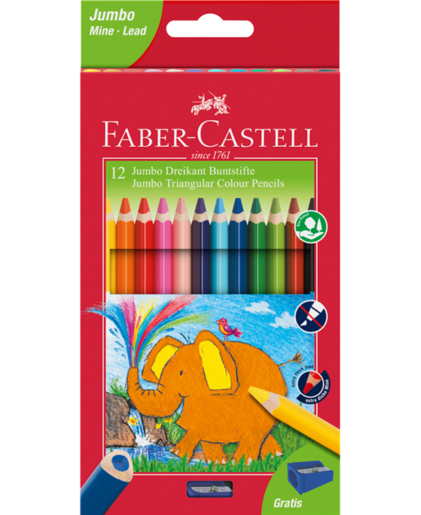 Matite Colorate Faber Castell Jumbo Triangolari Conf. da 12 Pz. -   lo store on line della Cartolibreria Pegasus