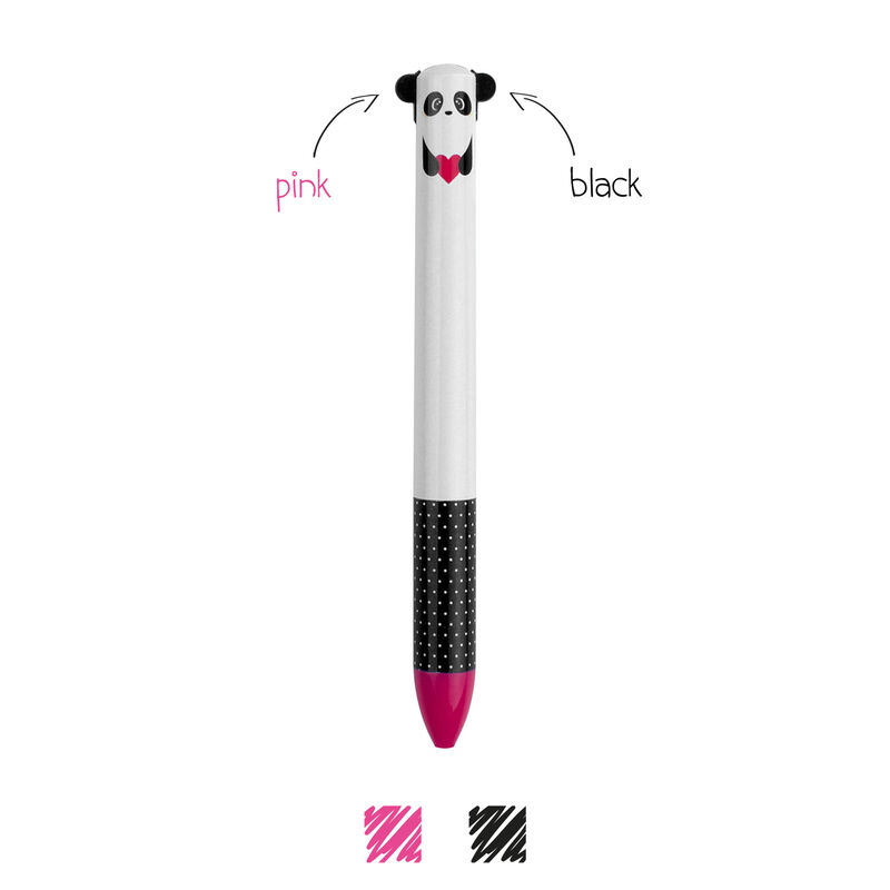 Legami Penne a Due Colori Click Clack Panda - Nero e Rosa -   lo store on line della Cartolibreria Pegasus